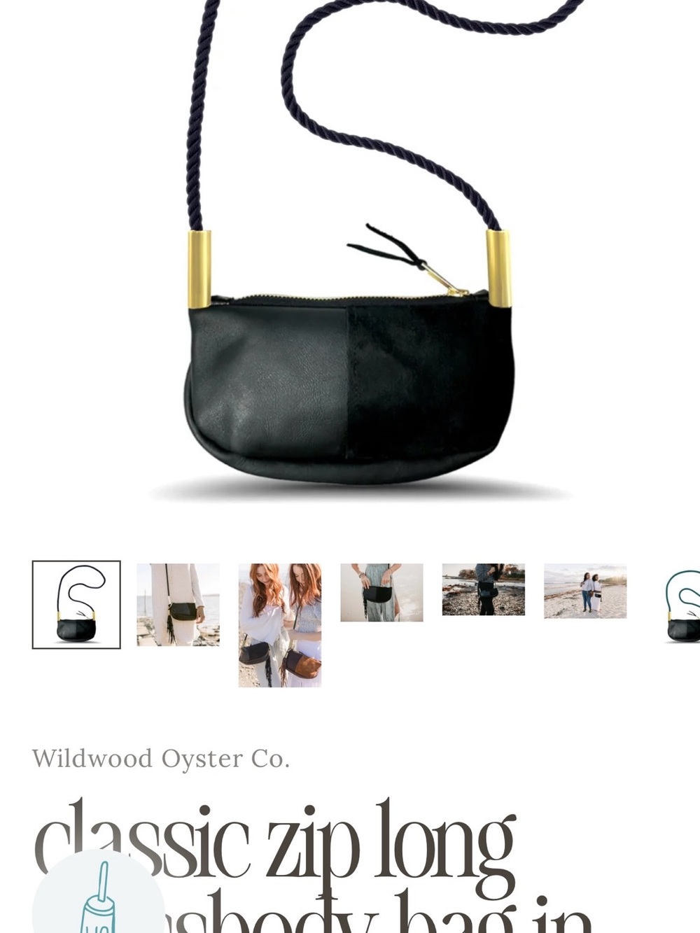Wildwood Oyster Black Mini Rope-cross body Bag with Gold Accents